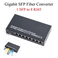 1PCS Gigabit SFP Media Converter 1 SFP to 8 RJ45 Transceiver 10/100/1000M Fiber Optic Switch With 3K