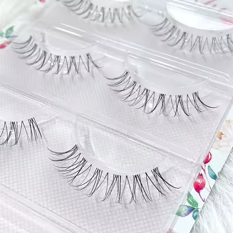 NEW 3pair 4D mink lashes natural short long invisible thin band fake lashes curl soft eyelashes exte