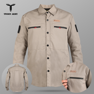 KEMEJA TACTIKAL ZIPPER HIX PRIA TWOON ARMY PREMIUM CASUAL