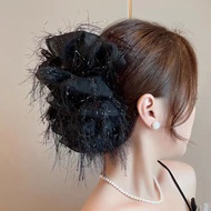 2023 New Style Feather Tassel Mesh Grab Clip High-End Hair Clip Female Hair Shark Clip