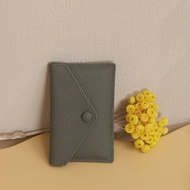 信封釦牛皮卡夾錢包-灰色