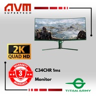 AVM TITAN ARMY 34inch Curved Ultrawide 2K 144Hz 1ms Gaming Monitor (C34CHR)