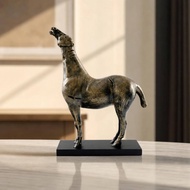 Standing Horse Figurine Style Horse Statue on Base Equine Sculpture Sculpted Surface 1 Piece Raised 