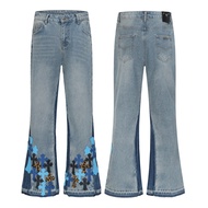 UKZB Chrome Hearts Four Seasons Cross Embroidered Leather Jeans Couple Style
