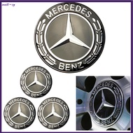 [mall-sg]4xAlloy Wheel Centre  75mm Black Hub Badges Emblem For Mercedes  for Benz