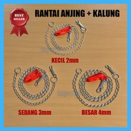 Rantai Anjing + Kalung Besi Stainless Tali Tuntun Dog Chain Leash