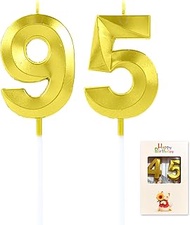 EAKE 95 or 59 Birthday Candles Gold Number 95th or 59th Candle Cake Topper for Men or Women Happy Bi