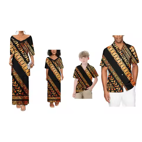 Hot Selling Big People Oversize Puletasi 2 Pieces Dress Set Hawaii Polynesian Luxury Design Men's Al