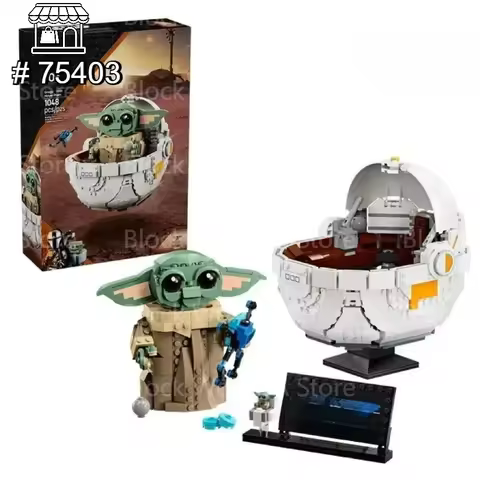 DIY 75403 1048pcs Grogu Assembly Building Blocks Hover Pram Kids Party Favors Festival Gifts