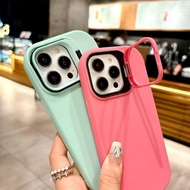 Soft Case Silicone Oval Macaron Stand Candy Color Casing Phone Holder Case Back Cover Compatible for
