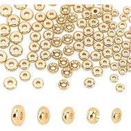 Beebeecraft 200pcs 14K Golden Disc Heishi Spacer Beads Brass Flat Round Disc Rondelle Spacer Beads Metal Beads Spacers for Heishi Clay Beads Jewelry Making
