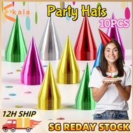 【SG】7PCS/Pack Adults Party Hats Birthday Hats Kids Solid Color Birthday Party Hats