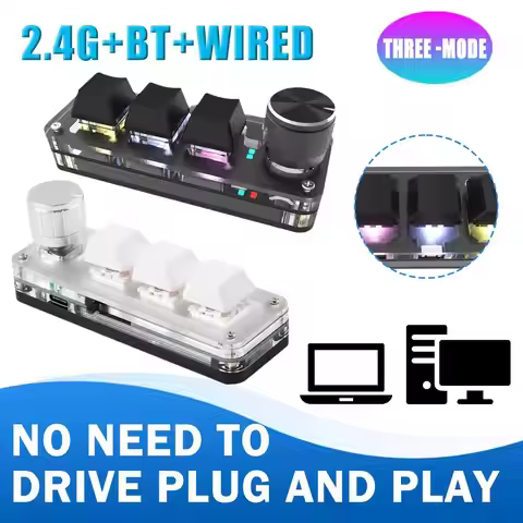 3 Mode BT 2.4G USB Custom Mini Mechanical Keyboard Programming Macro RGB 3 Keys Knob Copy and Paste 