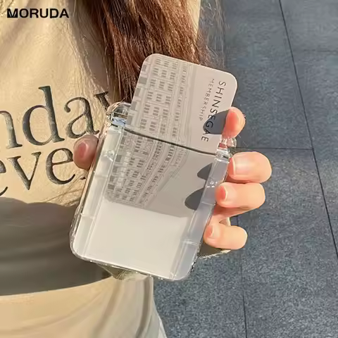 Transparent Card Slot Card Holder Case For Samsung Z Flip 5 4 3 6 Ultra Thin Clear Cover For Galaxy 