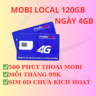 FREESHIP - CHƯA KÍCH HOẠT.Sim 4G mobi local mỗi ngày 4GB 500 phút nội mạng 0d
