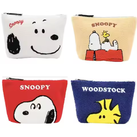 Snoopy Japanese Plush Boat Shape Cosmetic Bag Large Capacity Cartoon Embroidered Storage Pouch Penci