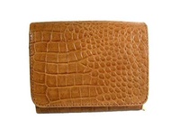 L型拉鍊錢包牛皮鱷魚壓紋駱駝