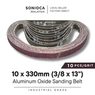 10x330mm (3/8x13") Aluminum Oxide Sanding Belt Abrasive Belt for Air Belt Sander Metal Polishing