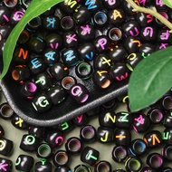 40pcs 8*9mm Acrylic Big Hole Letter Beads DIY Jewelry Making Accessories Cylinder Alphabet Beads For