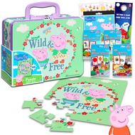 Peppa Pig 5-Piece Bundle: Tin Lunch Box, 24-Piece Puzzle, Stickers, Flash Cards, and More