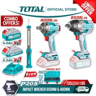 Total 3 pcs Combo Li-ion Cordless Impact Wrench 400Nm & 850Nm TOSLI241195