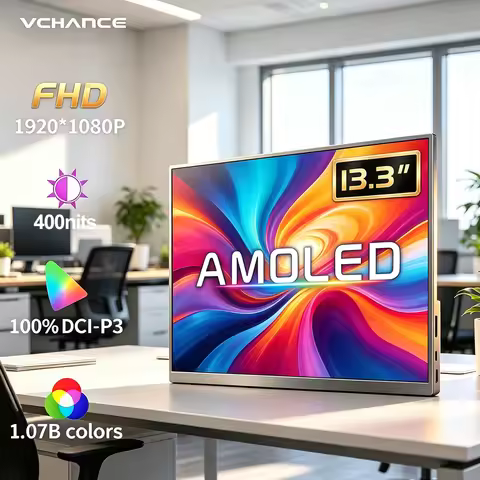 13.3'' AMOLED Portable Monitor OLED Screen 100%DCI-P3 One Cable USB-C Travelling Display On The Go f