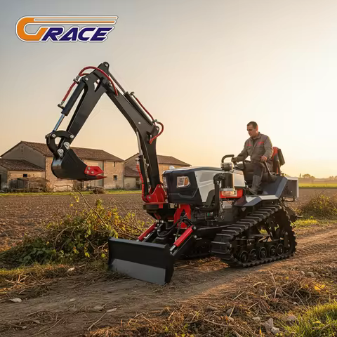 Orchard & Farm Mini Crawler Tractor 25HP 35HP Diesel Excavator Agricultural Cultivator Power Tiller 