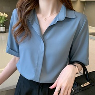 Áo Sơ Mi Công Sở Nữ Cao Cấp Giấu Nút Form Rộng Ngắn Tay Thanh Lịch Sang Trọng MAITREYA M05 Linh chi 