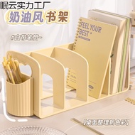 Desktop Bookend Bookshelf Divider Pen Holder Storage Rack Organizer Acrylic Transparent Student Book