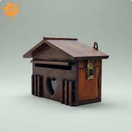 [utruiut0k] Handcrafted Wood Wall Mail Box Vintage Rural Mailbox Outdoor Postal Letter Holder for Ho