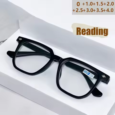 Retro Reading Glasses Men's Handsome Big Face Eyes Frame Square Frame Glasses Women's Reading Glasse