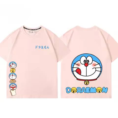 2025 Doraemon Limited Edition T-shirt Doraemon Short-sleeved 100% Cotton T-shirt for Boys and Girls 