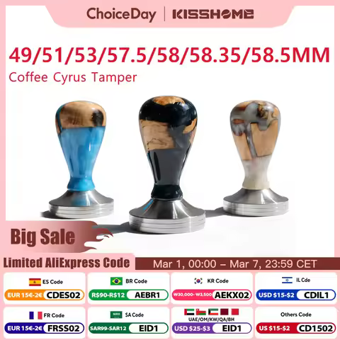 Coffee Tamper 51mm 53mm 57mm 57.5mm 58mm 58.5mm 41mm 49mm Stainless Steel Base For Delonghi Breville