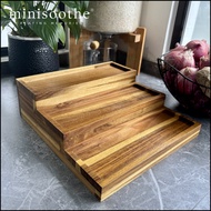 minisoothe Premium Acacia Wood 3-Tier Countertop Organizer Rack | Wooden Spice Rack | Kitchen Storag