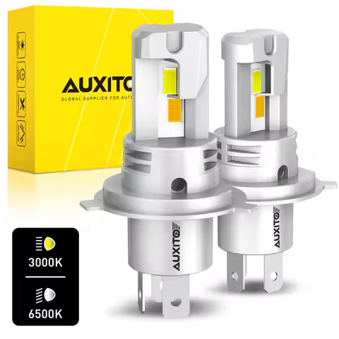 AUXITO 2Pcs M6 H4 LED Lights Bicolor White Yellow for Car Headlamp Bulbs High and Low Beam 9003 HB2 