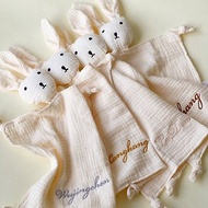 嬰童客製刺繡名字安撫巾 兔子小熊純棉手抓玩偶