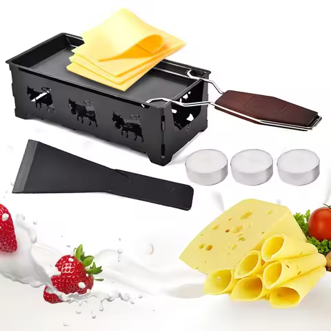 Non-Stick Metal Cheese Raclette Baking Pan Oven Grill Plate Rotaster Baking Tray Stove Frame Spatula