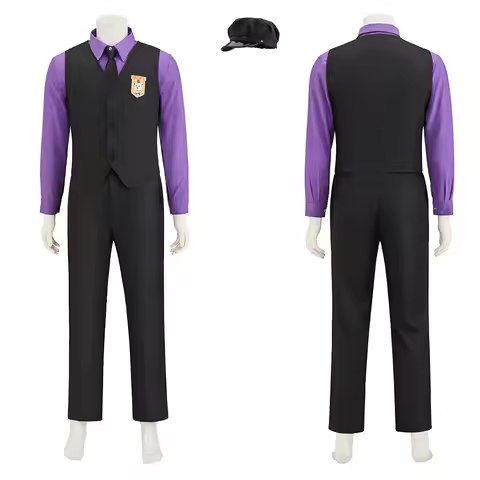 Game Purple Guy William Afton Cosplay Costume Uniform With Hat Set Adult Men Halloween Anime Costume