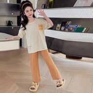 Bộ Đồ Ngủ Tay Ngắn Mùa Hè Cho Bé Gái Bộ Đồ Ngủ Cotton Polyester Thoải Mái Thoáng Khí Bộ Đồ Ngủ Cho T