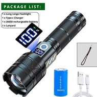 NEW ORIGINAL XHP90 LED High Powerful Flashlight Elastic Focus Torch Emergency Lighting USB Rechargea