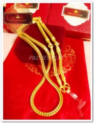ใหม่!! สร้อยคอชุบทองแท้ 24 K  ลายสี่เสา  น้ำหนัก 3 บาท 5 ห่วง   ความยาว 26 นิ้ว (สำหรับคล้องพระ 5 อง