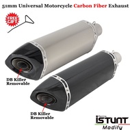 51mm Universal Motorcycle Carbon Fiber Exhaust Pipe Escape Muffler DB Killer For MT-09 R1 CBR500 ER6N Ninja 650 KTM390 D