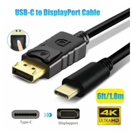 USB 3.1 Type C to Display Port Cable USB-C 3.1 Male to DP 4K60HZ HDTV Adapter 6 Feet 1.8Meter