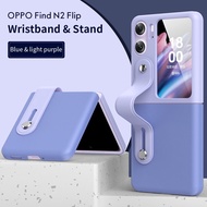 เคส N3 Oppo Find N2แบบฝาพับมีสายรัดข้อมือหนังแฟชั่น + ที่ใส่ด้านหลังบางพิเศษสำหรับ N2Flip Oppo Find 