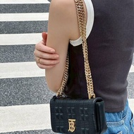 BURBERRY黑金羊皮絎縫Lola鏈條肩側背包8023117