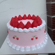Fake cake-fake birthday cake-model cake-white painted strawberry31