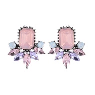 Glass Diamond Series earrings Female Simple Fashion Alloy Diamond Geometric earrings earrings earrin