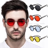 Classic Gothic Steampunk Style Round Sunglasses Men Women Retro Round Metal Frame Colorful Lens Sun 