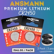 2 PACK CR2450 | ANSMANN Premium Lithium CR2450 Coin Cell 3V Battery 630 mAh