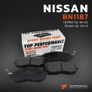 ผ้าเบรค หน้า NISSAN TEANA J31 / CEFIRO A32 A33 / 350Z / BLUEBIRD U13 - TOP PERFORMANCE JAPAN - BN 1187 - ผ้าเบรก เทียน่า